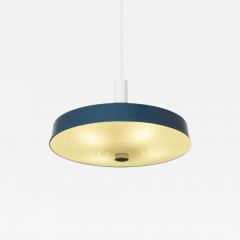 Large Mid Century Pendant Lamp in Painted Metal and Etched Opaline Glass 1960 - 4526833