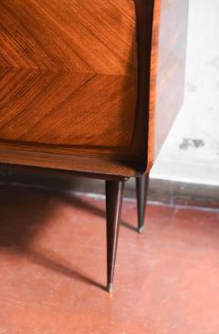 Large Mid Century Sideboard In Inlaid Wood With Glass Shelf 1950 60 - 3730358