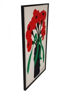Large Midcentury Abstract Modern Art Floral Print on Fabric - 2487855
