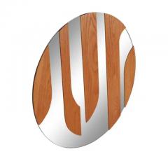 Large Midcentury Danish Modern Wood Circular or Round Wall Mirror or Sculpture - 2478420
