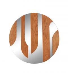 Large Midcentury Danish Modern Wood Circular or Round Wall Mirror or Sculpture - 2478421