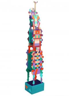 Large Midcentury Postmodern Abstract Wood Sculpture Ettore Sottsass Memphis - 2487779