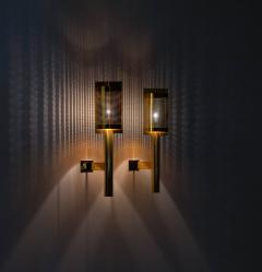 Large Midcentury Scandinavian Wall Sconces in Perforated Brass - 1290837