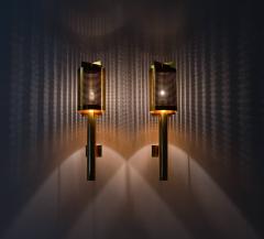 Large Midcentury Scandinavian Wall Sconces in Perforated Brass - 1290838