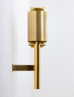 Large Midcentury Scandinavian Wall Sconces in Perforated Brass - 1290841