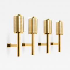 Large Midcentury Scandinavian Wall Sconces in Perforated Brass - 1291703