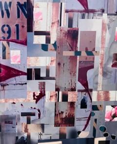 Large Mixed Media Collage Print Titled Metropolis Framed - 2873677