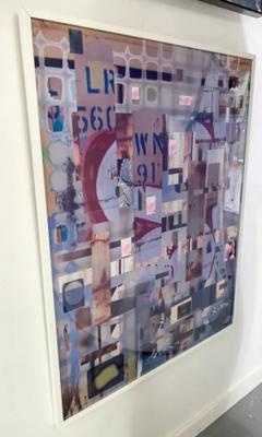 Large Mixed Media Collage Print Titled Metropolis Framed - 2873765