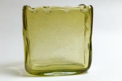 Large Modern Citrine Blown Rectangular Shaped Vase Signed - 3777752