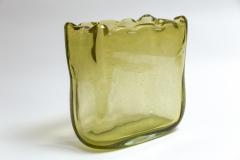 Large Modern Citrine Blown Rectangular Shaped Vase Signed - 3777753