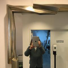 Large Modernist Mirror in 12K White Gold Leaf - 3334409