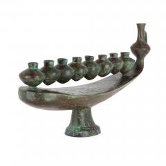 Large Modernist Patinated Bronze Hanukkah Menorah by Daniel Kafri - 4622168