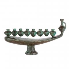Large Modernist Patinated Bronze Hanukkah Menorah by Daniel Kafri - 4622274