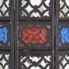 Large Moorish style metal and coloured glass lantern - 3997888