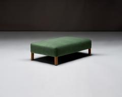 Large Mosu Velvet Cocktail Ottoman with Oak Feet France c 1980 - 4827838