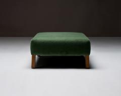 Large Mosu Velvet Cocktail Ottoman with Oak Feet France c 1980 - 4827839