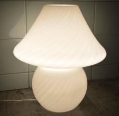 Large Murano Striated or Striped White Glass Mushroom Lamp or Light - 2087970
