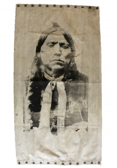 Large Native American Silkscreen on Vintage Canvas - 3692454