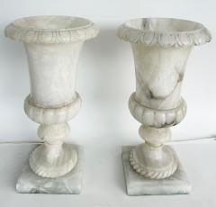 Large Neo classical Medici Style Alabaster Urn Table Lamps Pair - 4663494