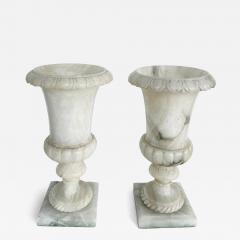 Large Neo classical Medici Style Alabaster Urn Table Lamps Pair - 4679953
