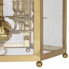 Large Neoclassical style brass and plate glass lantern - 1856936