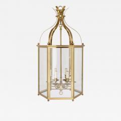 Large Neoclassical style brass and plate glass lantern - 1857956