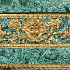 Large Neoclassical style gilt bronze and malachite fireplace - 2035758