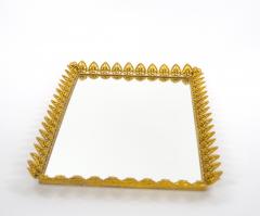 Large North American Gilt Metal Mirrored Vanity Serving Tray 1970s - 4823110
