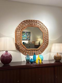 Large Octagonal Wicker Mirror - 4377484