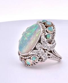 Large Opal Diamond Ring 18K 6 75 - 3478615