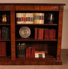Large Open Bookcase In Walnut And Inlays From The 19th Century - 3390225