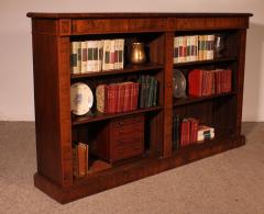 Large Open Bookcase In Walnut And Inlays From The 19th Century - 3390233