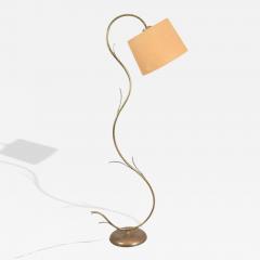 Large Organic Modern Branching Floor Lamp in Brass Linnen Finland 1950s - 4393318
