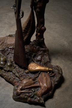 Large Ornate Cast Iron Hallway Tree with Hunting Motif 1920s - 4508471