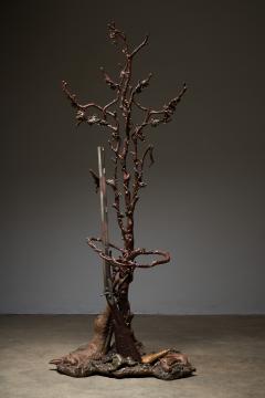 Large Ornate Cast Iron Hallway Tree with Hunting Motif 1920s - 4508472