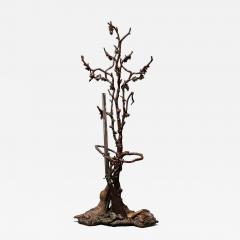 Large Ornate Cast Iron Hallway Tree with Hunting Motif 1920s - 4508718