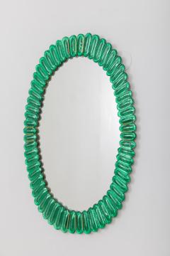 Large Oval Emerald Green Murano Glass Mirror in Stock - 3988468