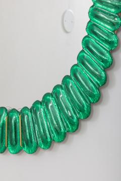 Large Oval Emerald Green Murano Glass Mirror in Stock - 3988470