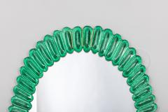 Large Oval Emerald Green Murano Glass Mirror in Stock - 3988472