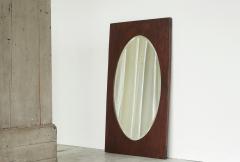 Large Oval Facetted Mirror in a Rectangular Oak Frame 1920s - 4528567