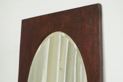 Large Oval Facetted Mirror in a Rectangular Oak Frame 1920s - 4528575