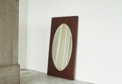 Large Oval Facetted Mirror in a Rectangular Oak Frame 1920s - 4528606