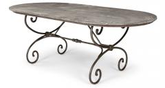 Large Oval Shape Belgian Bluestone Top Dining Table - 3290634