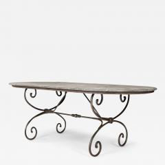 Large Oval Shape Belgian Bluestone Top Dining Table - 3292289