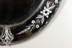 Large Oval Venetian Etched Mercury Glass On Glass Mirror Italy Circa 1880 - 3436891