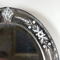 Large Oval Venetian Etched Mercury Glass On Glass Mirror Italy Circa 1880 - 3436893