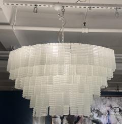 Large Oval White Murano Corrugated Chandelier - 3914853