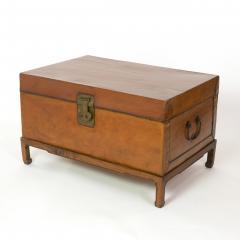 Large Painted Pigskin Travel Trunk China Circa 1900  - 2280187