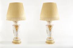 Large Pair 19th Century Gilt Porcelain Table Lamps - 2107393