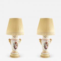 Large Pair 19th Century Gilt Porcelain Table Lamps - 2109297